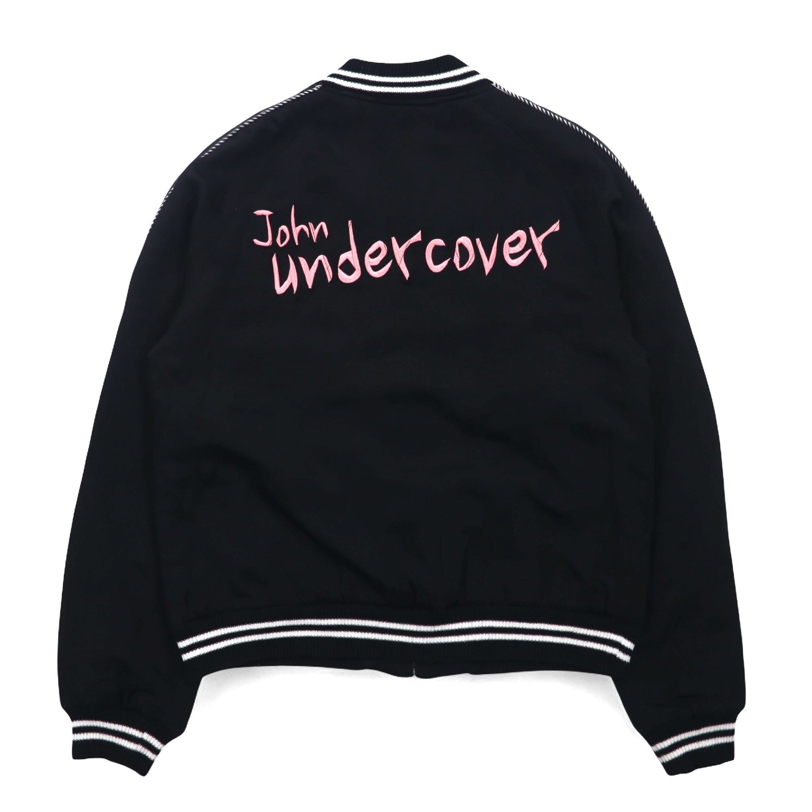 John UNDER COVER Bomber ricamato con teschio, trapuntato, taglia M, nero, rayon, JUQ4203, Made in Japan