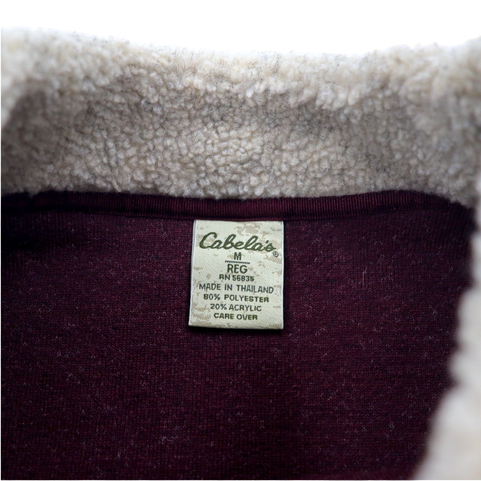 Cabela's Dolcevita in pile sherpa pullover M Bordeaux Poliestere Acrilico