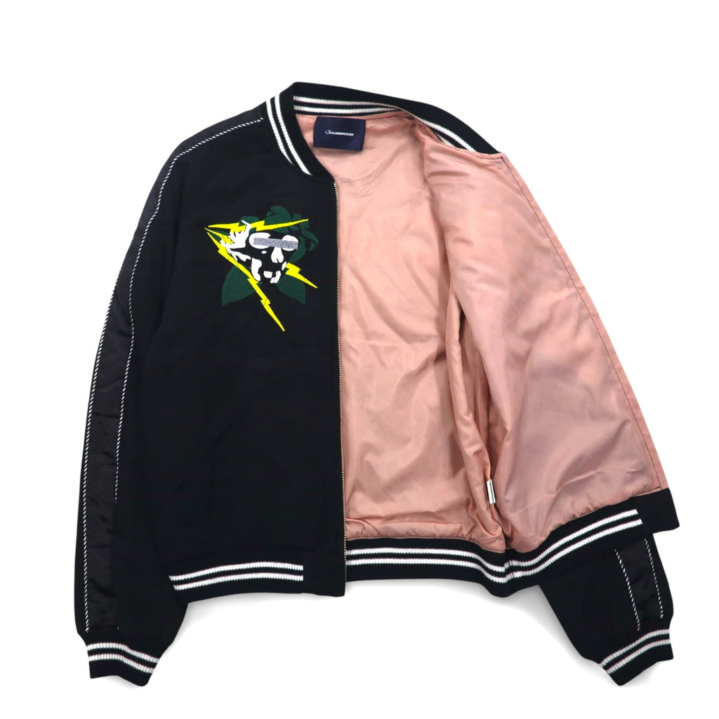 John UNDER COVER Bomber ricamato con teschio, trapuntato, taglia M, nero, rayon, JUQ4203, Made in Japan