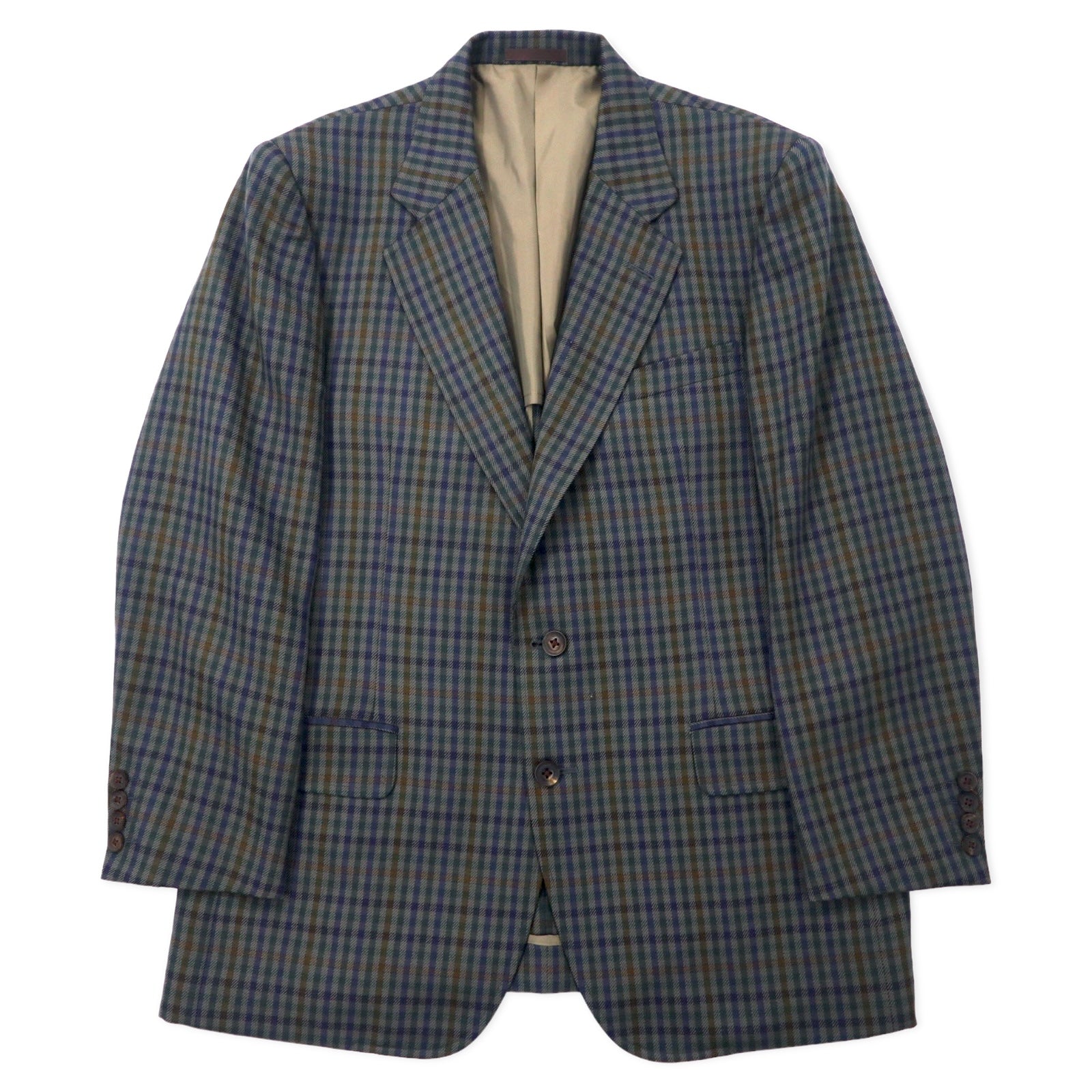 Giacca sartoriale monopetto Burberrys Old 2B, 98-88-175 AB6, fantasia scozzese marrone, in lana, made in Japan.