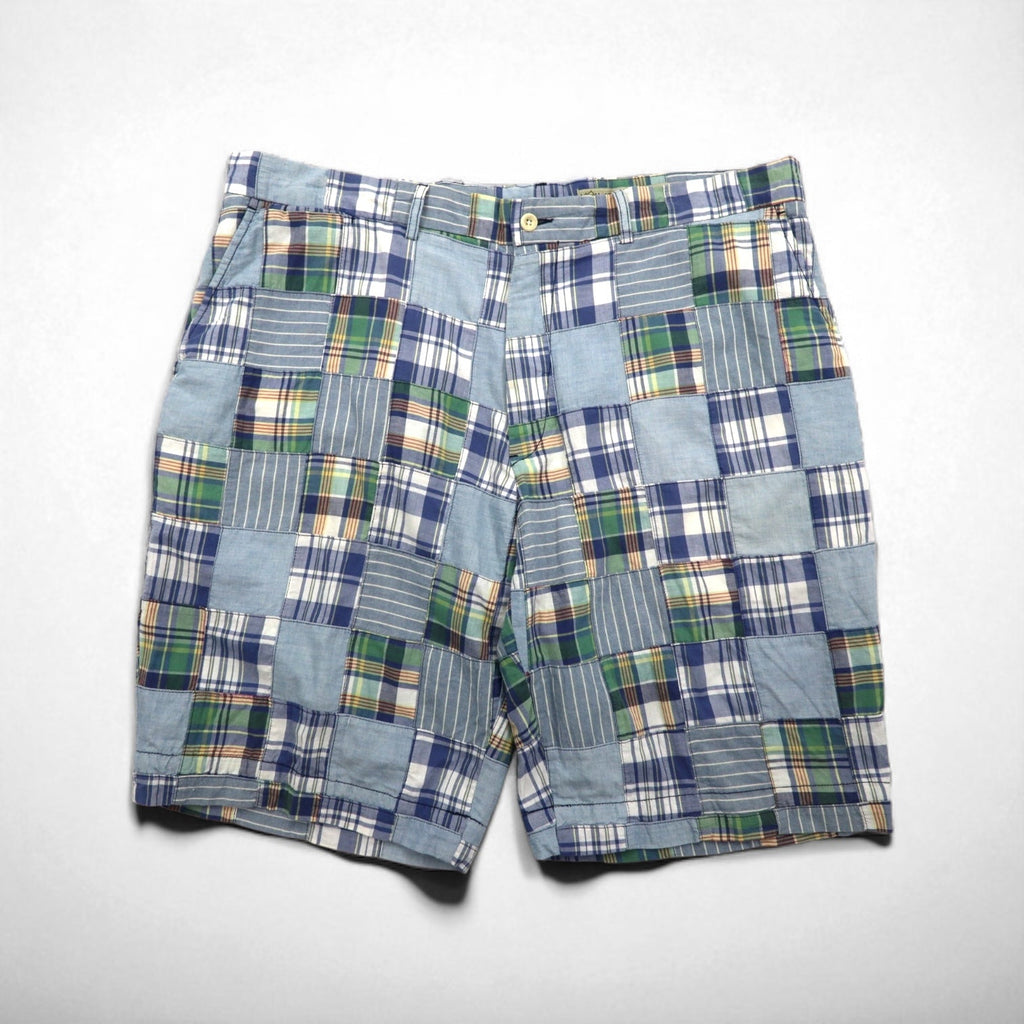Polo by Ralph Lauren anni '90 pantaloncini patchwork pantaloncini corti XL blu a quadri India Madras