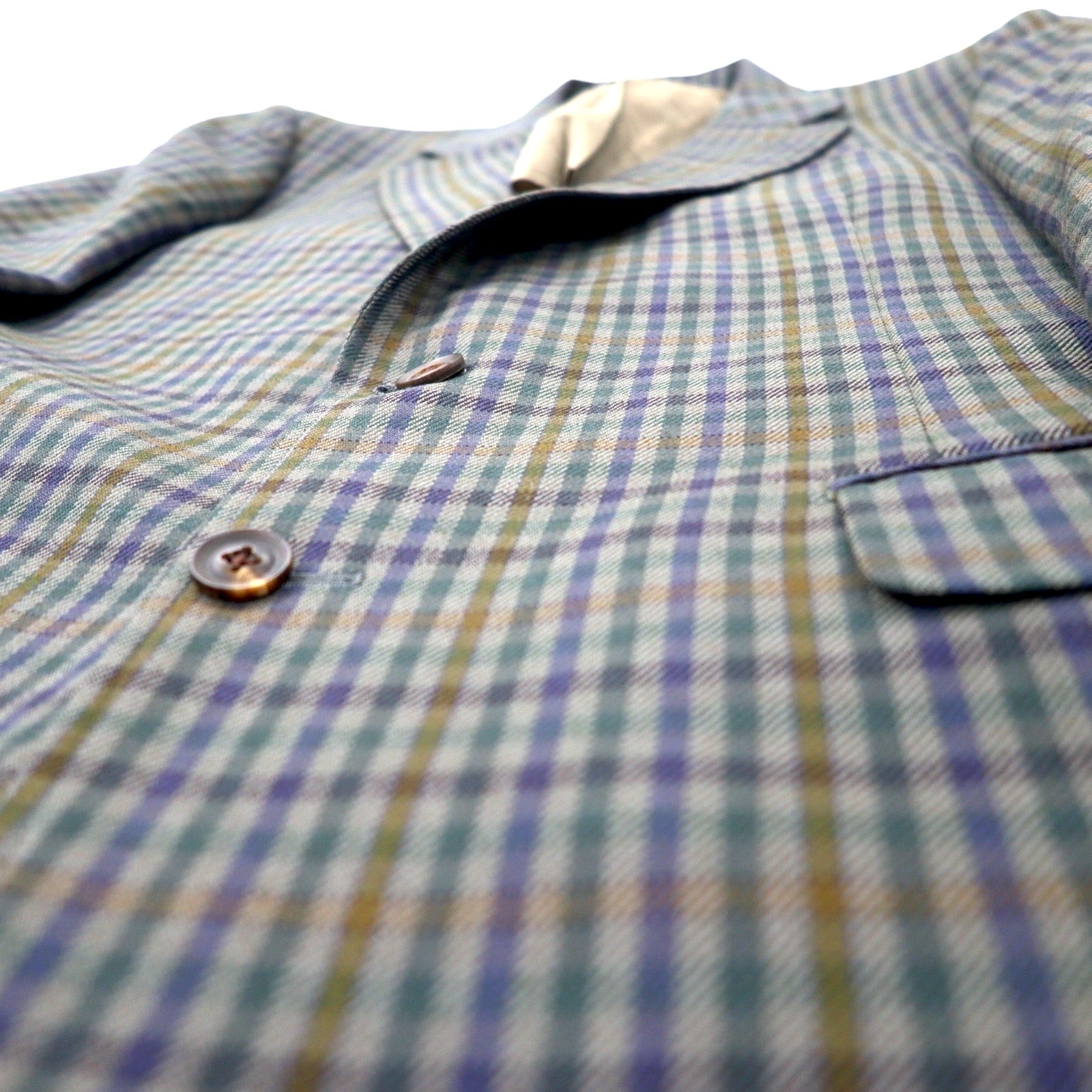 Giacca sartoriale monopetto Burberrys Old 2B, 98-88-175 AB6, fantasia scozzese marrone, in lana, made in Japan.