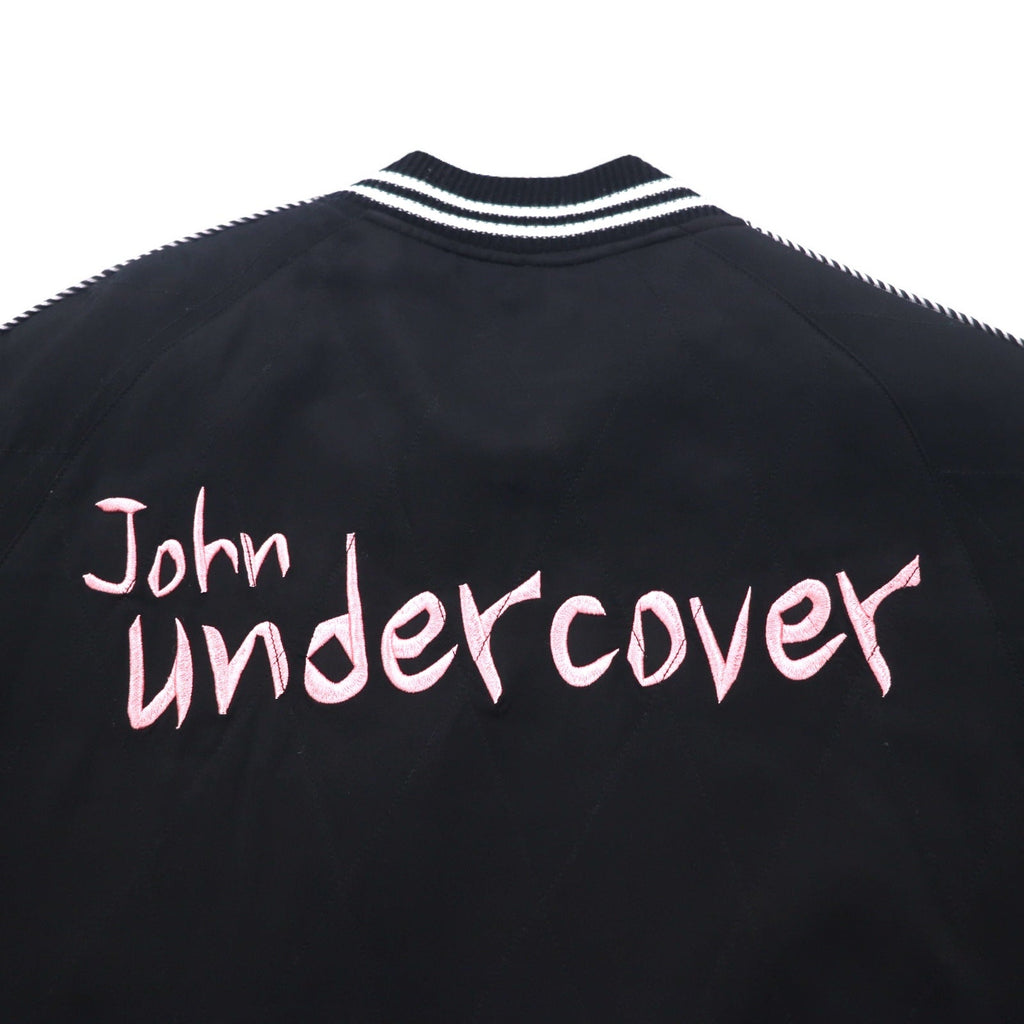 John UNDER COVER Bomber ricamato con teschio, trapuntato, taglia M, nero, rayon, JUQ4203, Made in Japan