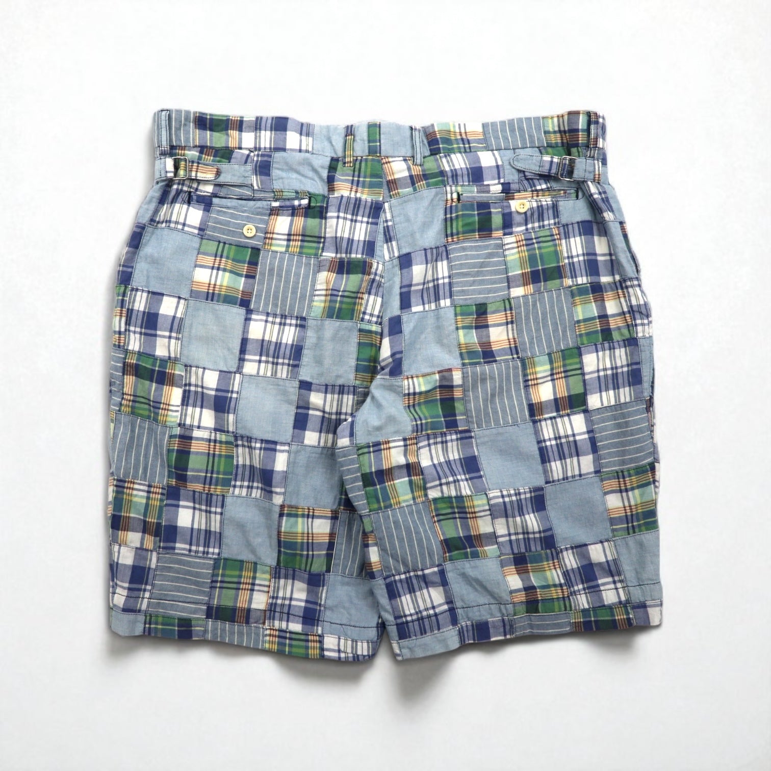 Polo by Ralph Lauren anni '90 pantaloncini patchwork pantaloncini corti XL blu a quadri India Madras