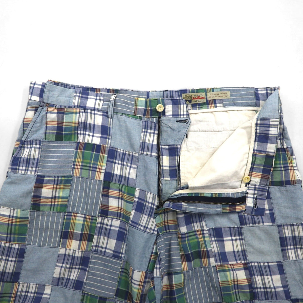 Polo by Ralph Lauren anni '90 pantaloncini patchwork pantaloncini corti XL blu a quadri India Madras