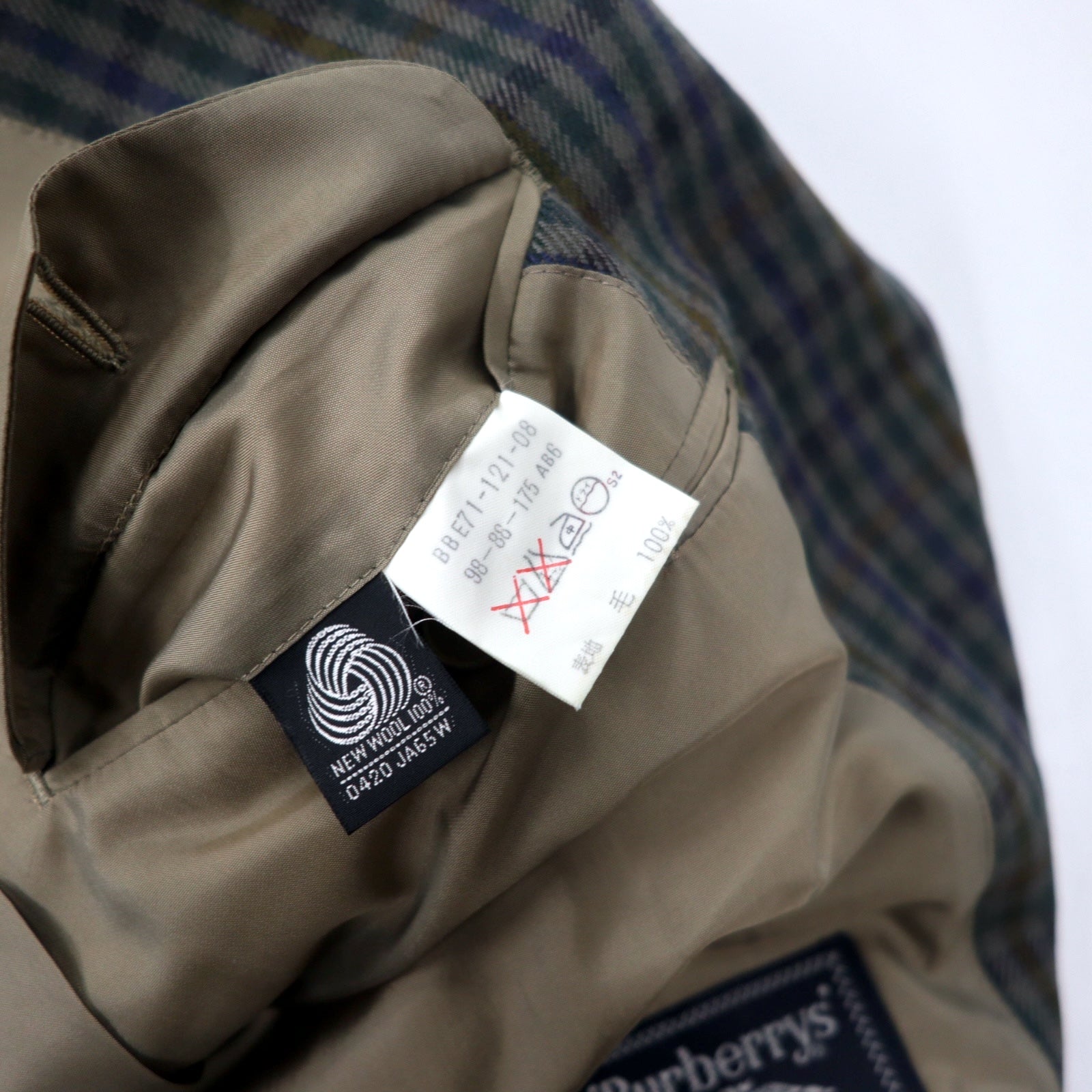 Giacca sartoriale monopetto Burberrys Old 2B, 98-88-175 AB6, fantasia scozzese marrone, in lana, made in Japan.