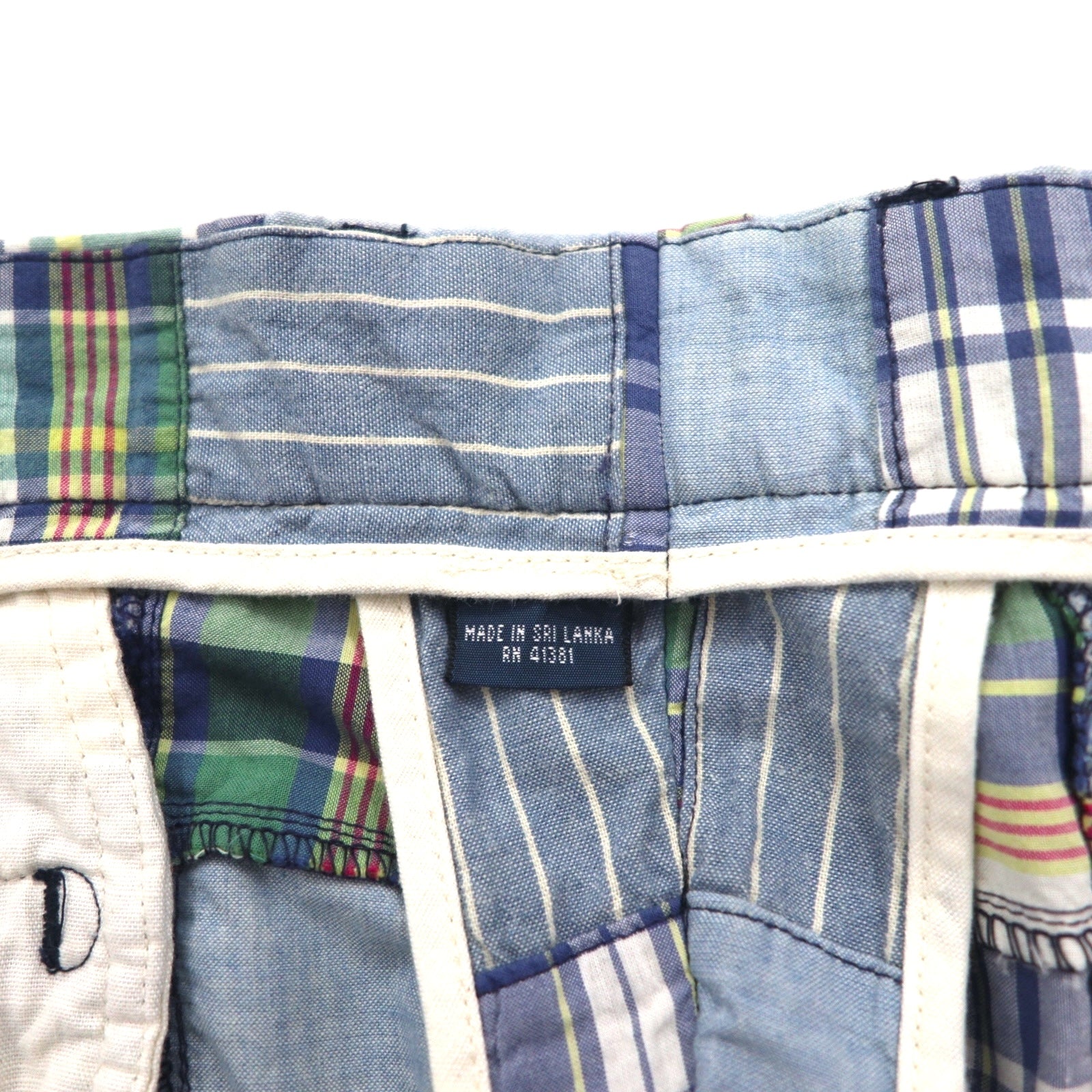 Polo by Ralph Lauren anni '90 pantaloncini patchwork pantaloncini corti XL blu a quadri India Madras