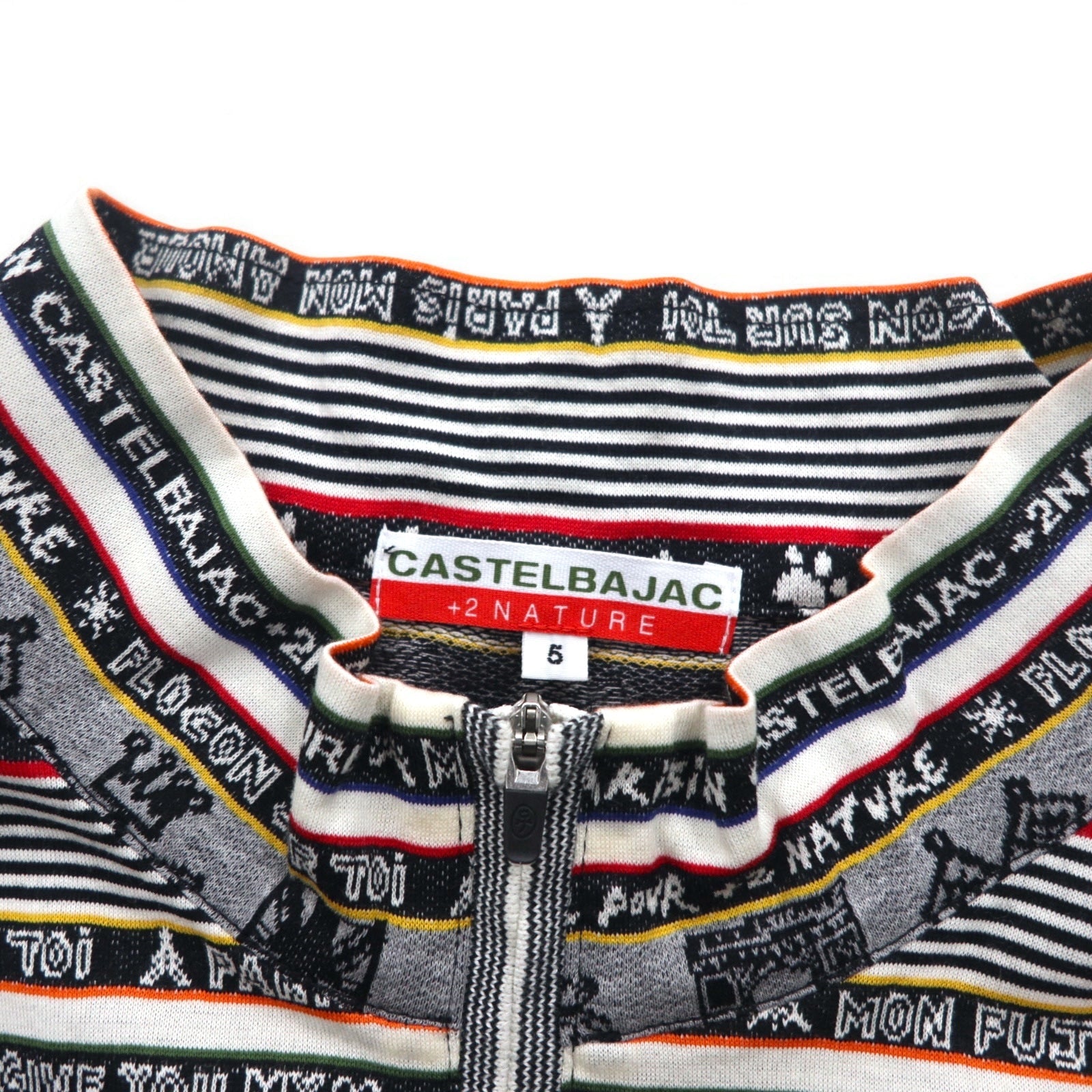 CASTELBAJAC +2 NATURE Anni '90 Maglia a maniche lunghe con mezza zip Maglietta a maniche lunghe XXL Grigio Cotone Fantasia Made in Japan