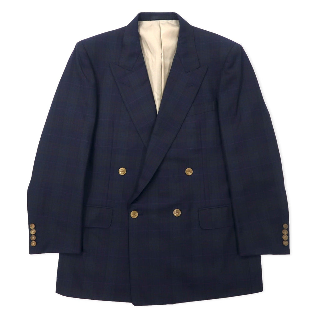 Burberrys Old Double Giacca in lana gessata con revers a punta 98-88-175 AB6 Blu navy Gabardine Bottoni dorati Bottoni decorativi Made in Japan