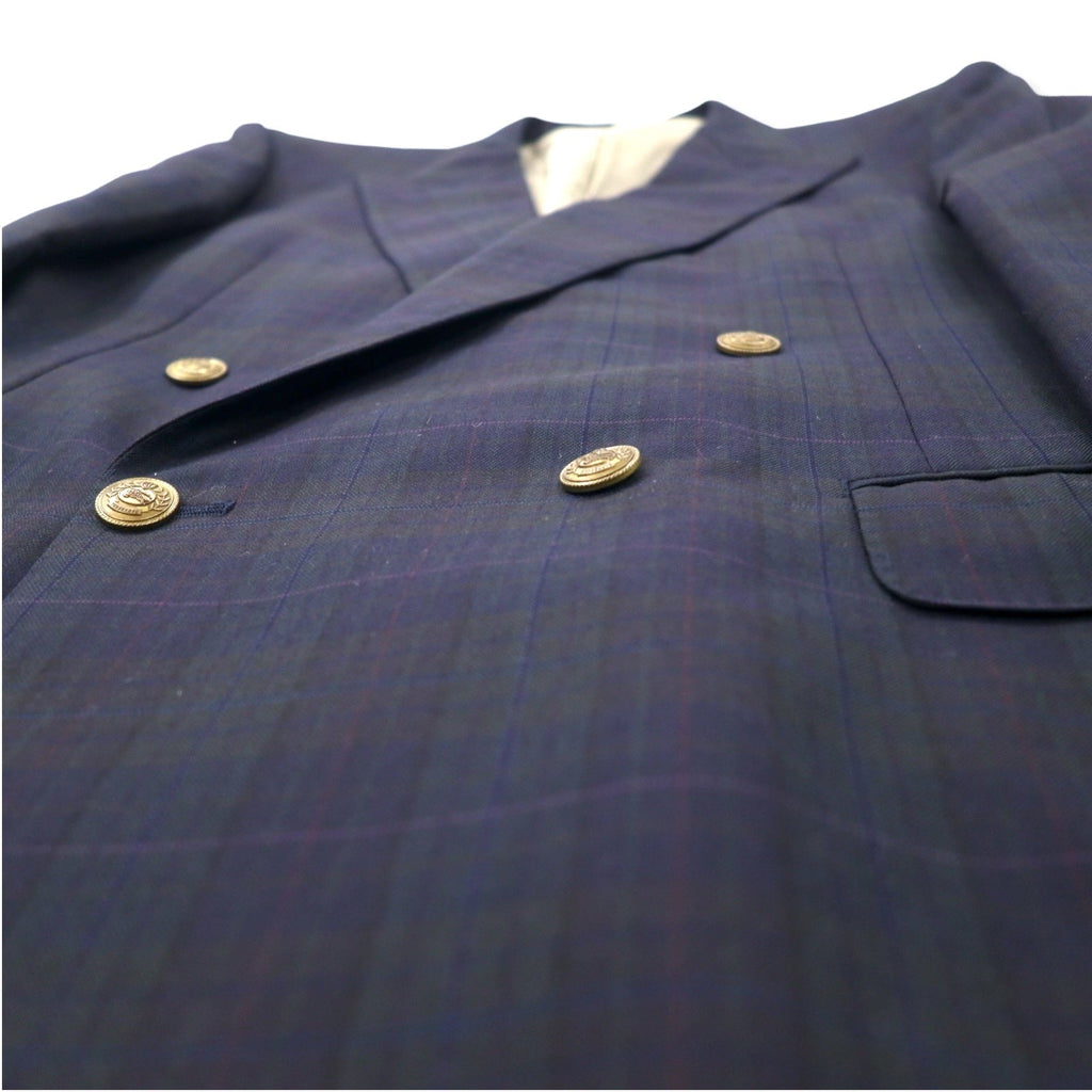 Burberrys Old Double Giacca in lana gessata con revers a punta 98-88-175 AB6 Blu navy Gabardine Bottoni dorati Bottoni decorativi Made in Japan