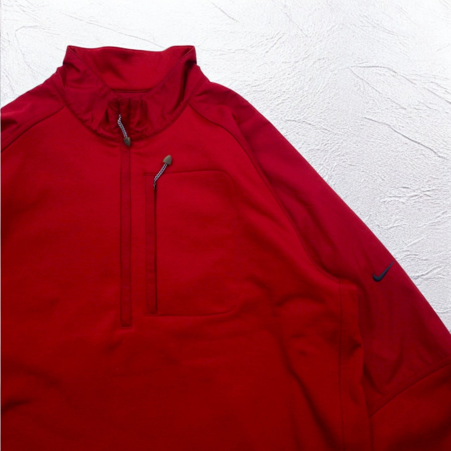 NIKE GOLF ハーフジップ トラックジャケット ジャージ L レッド フリースライナー THERMA FIT スウォッシュロゴ