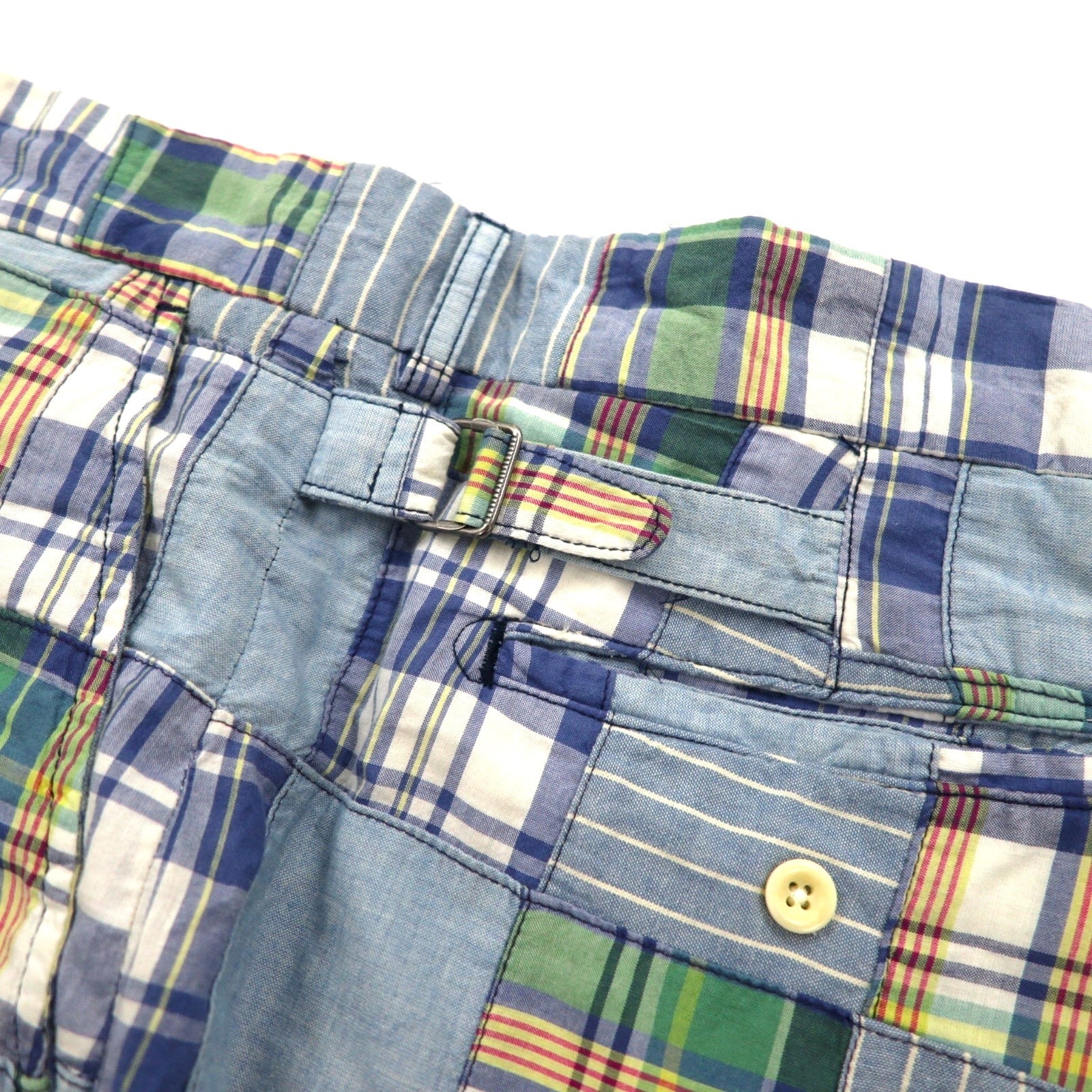 Polo by Ralph Lauren anni '90 pantaloncini patchwork pantaloncini corti XL blu a quadri India Madras