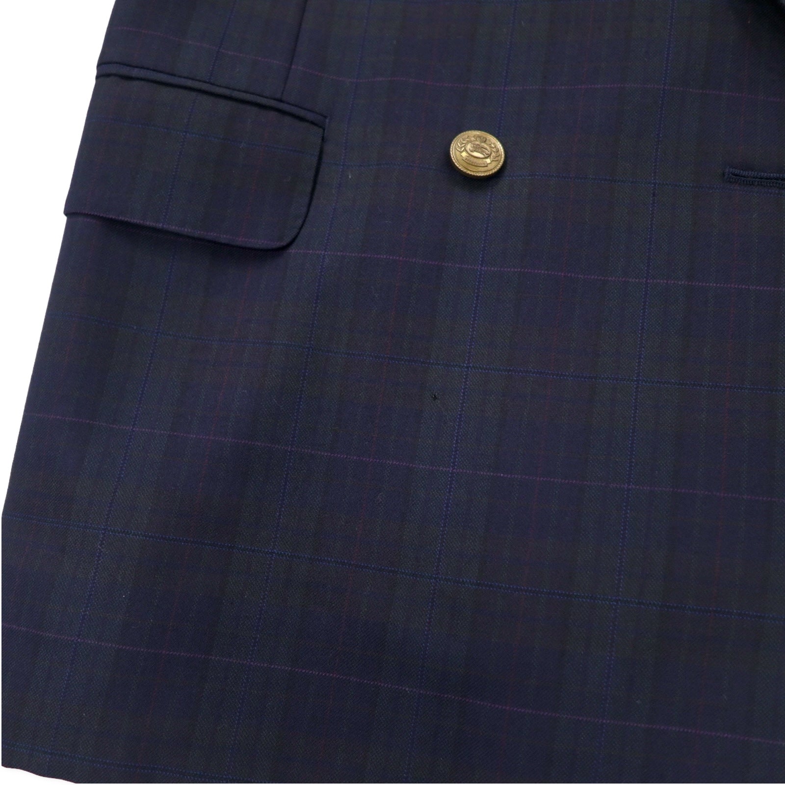 Burberrys Old Double Giacca in lana gessata con revers a punta 98-88-175 AB6 Blu navy Gabardine Bottoni dorati Bottoni decorativi Made in Japan