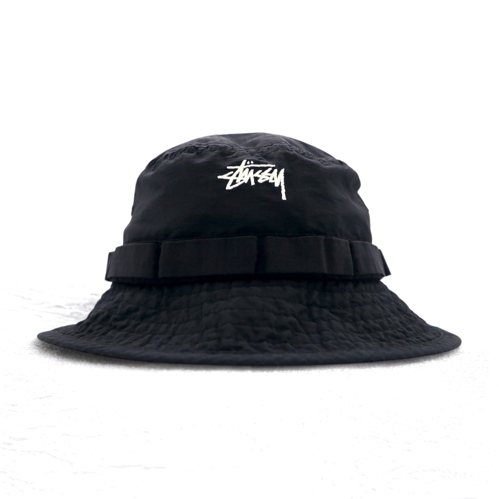 Stussy Ripstop Boonie Hat, cappello alla pescatore S/M nero, nylon, con logo ricamato.