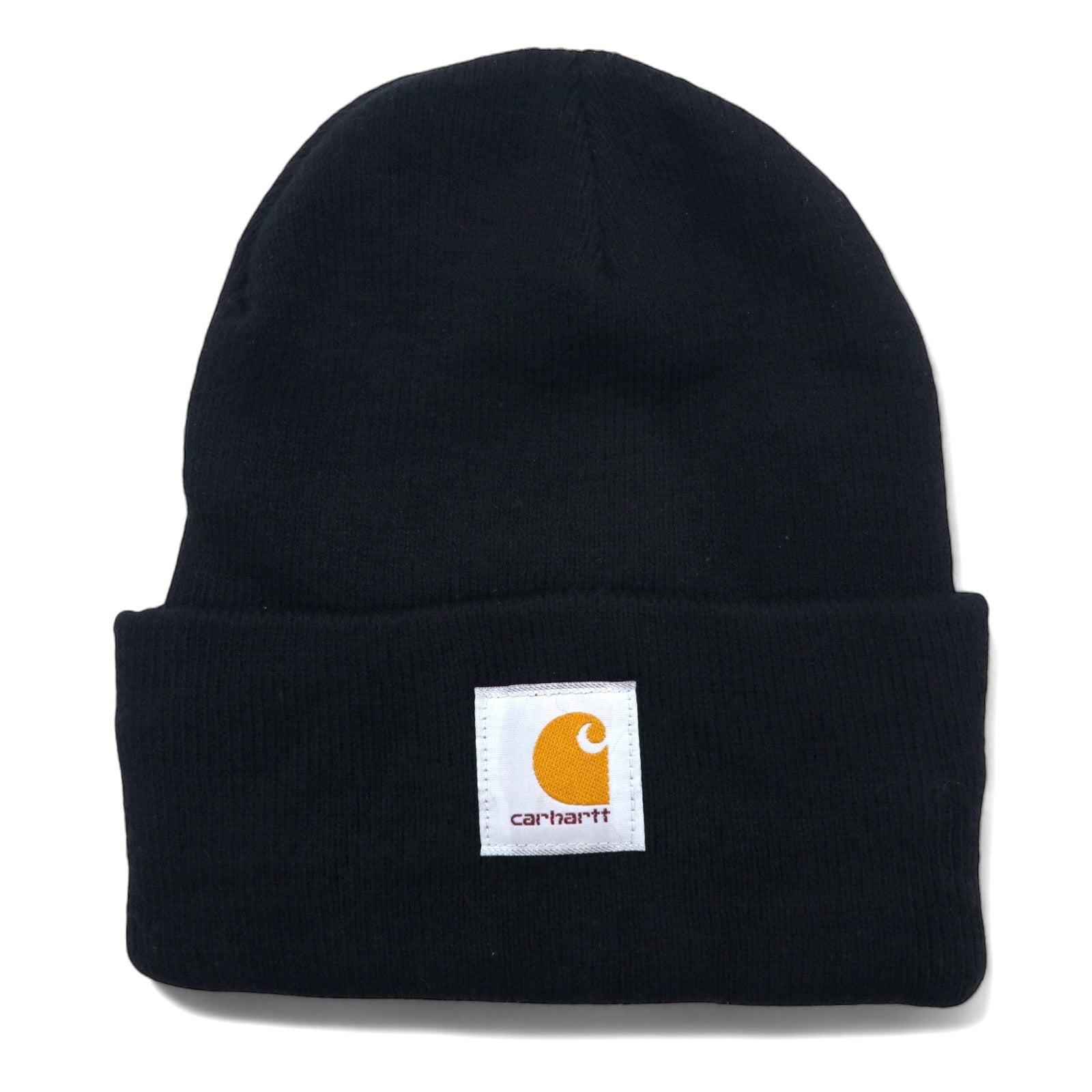 Carhartt Berretto in maglia in acrilico nero, taglia unica, con logo Madison, prodotto in Canada