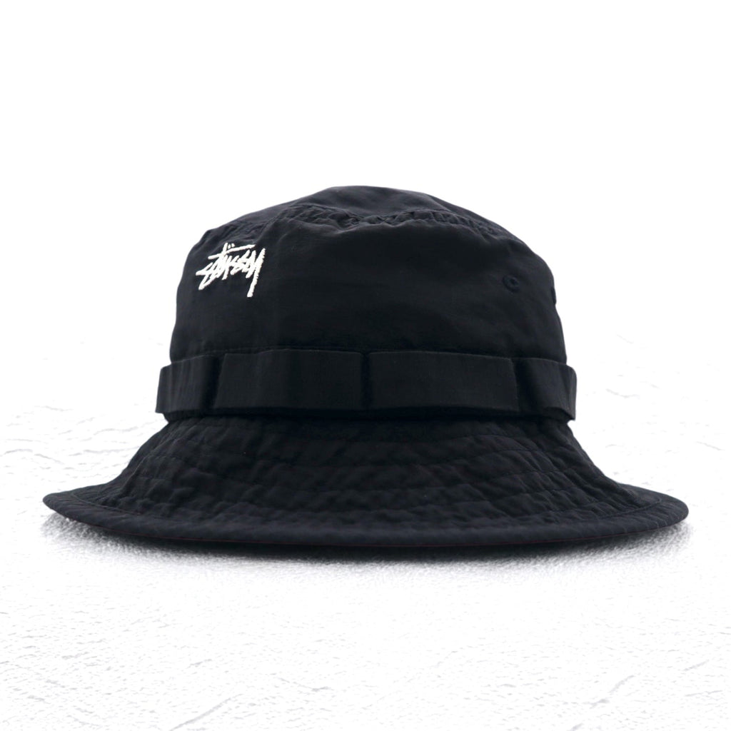 Stussy Ripstop Boonie Hat, cappello alla pescatore S/M nero, nylon, con logo ricamato.