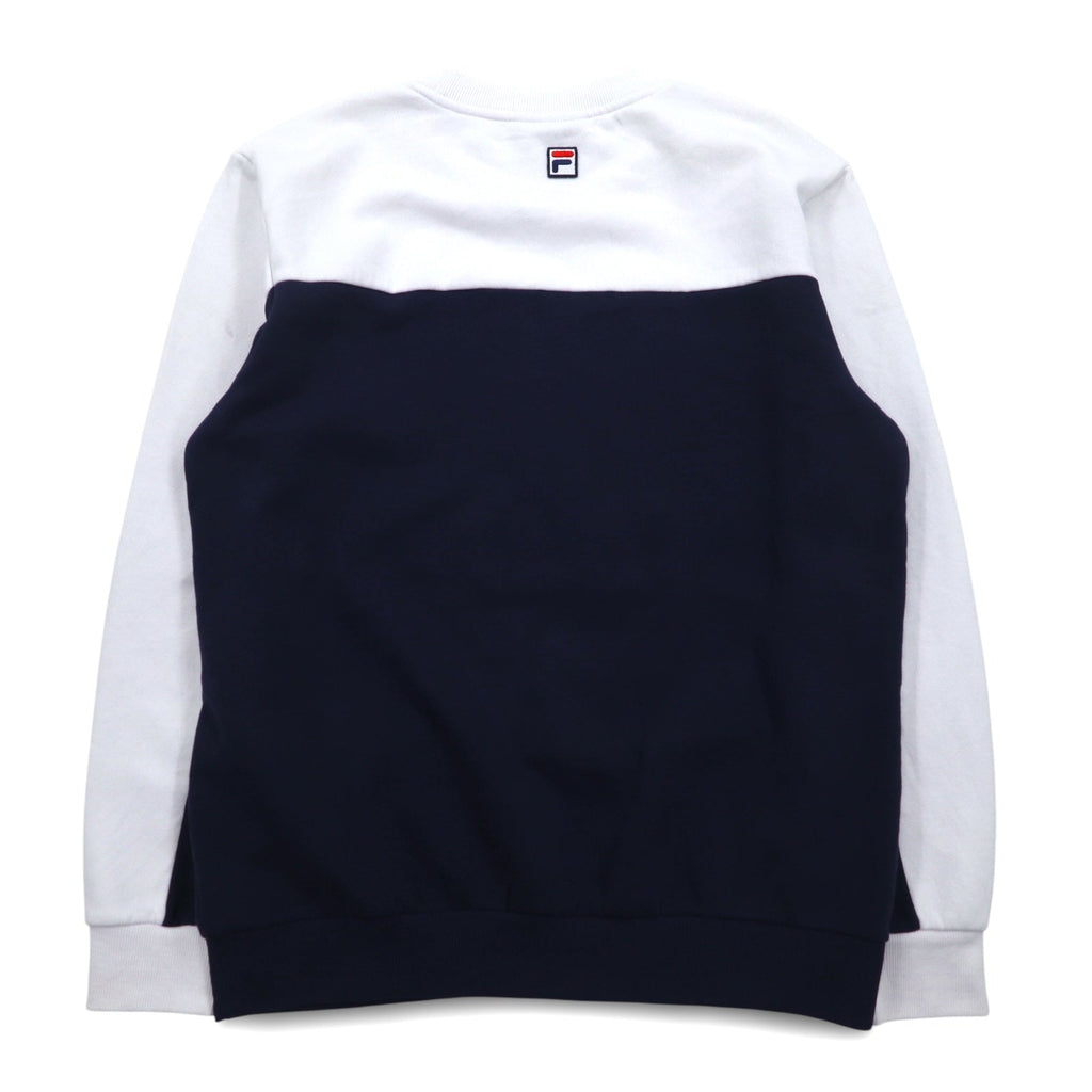 Felpa oversize FILA in cotone felpato, con stampa logo, colore bianco e blu navy, taglia S