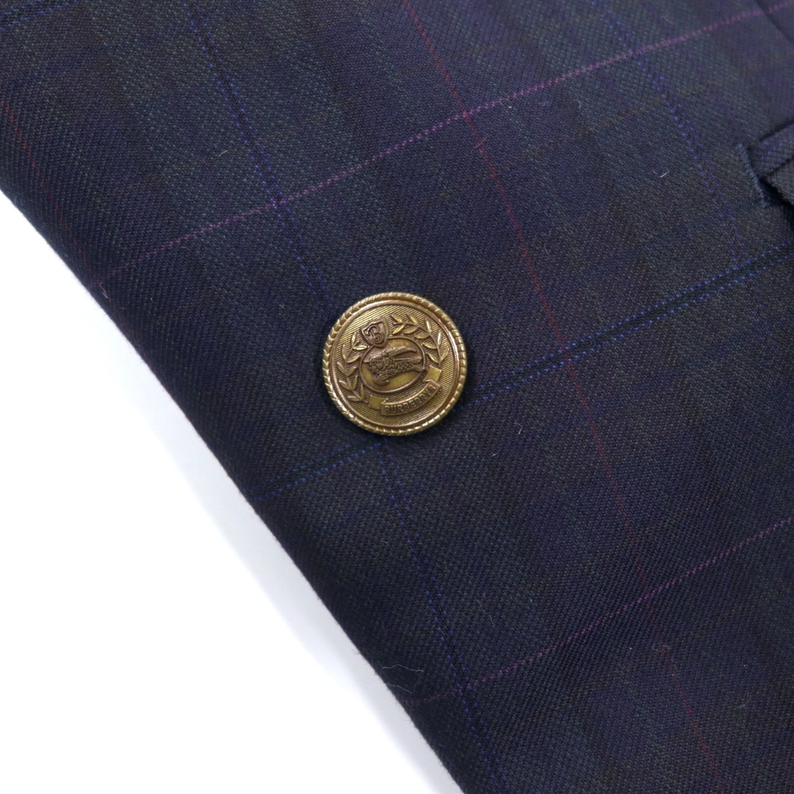 Burberrys Old Double Giacca in lana gessata con revers a punta 98-88-175 AB6 Blu navy Gabardine Bottoni dorati Bottoni decorativi Made in Japan