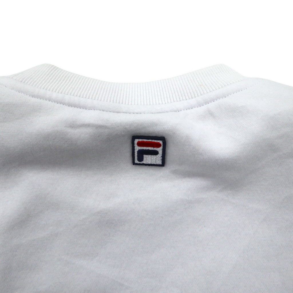Felpa oversize FILA in cotone felpato, con stampa logo, colore bianco e blu navy, taglia S
