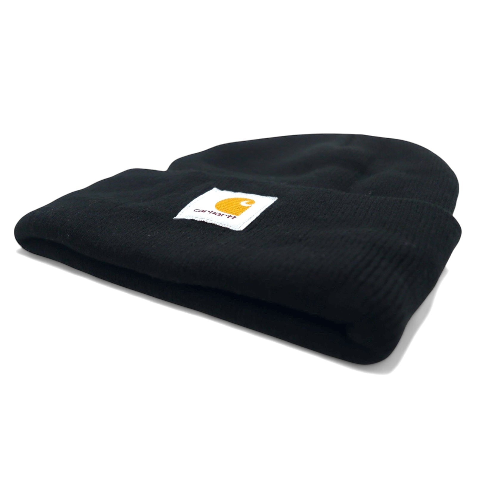 Carhartt Berretto in maglia in acrilico nero, taglia unica, con logo Madison, prodotto in Canada