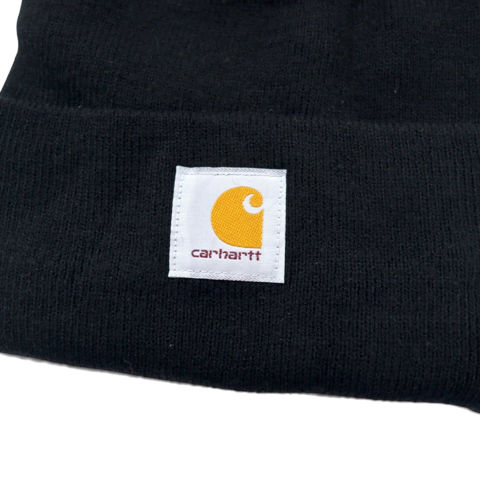 Carhartt Berretto in maglia in acrilico nero, taglia unica, con logo Madison, prodotto in Canada
