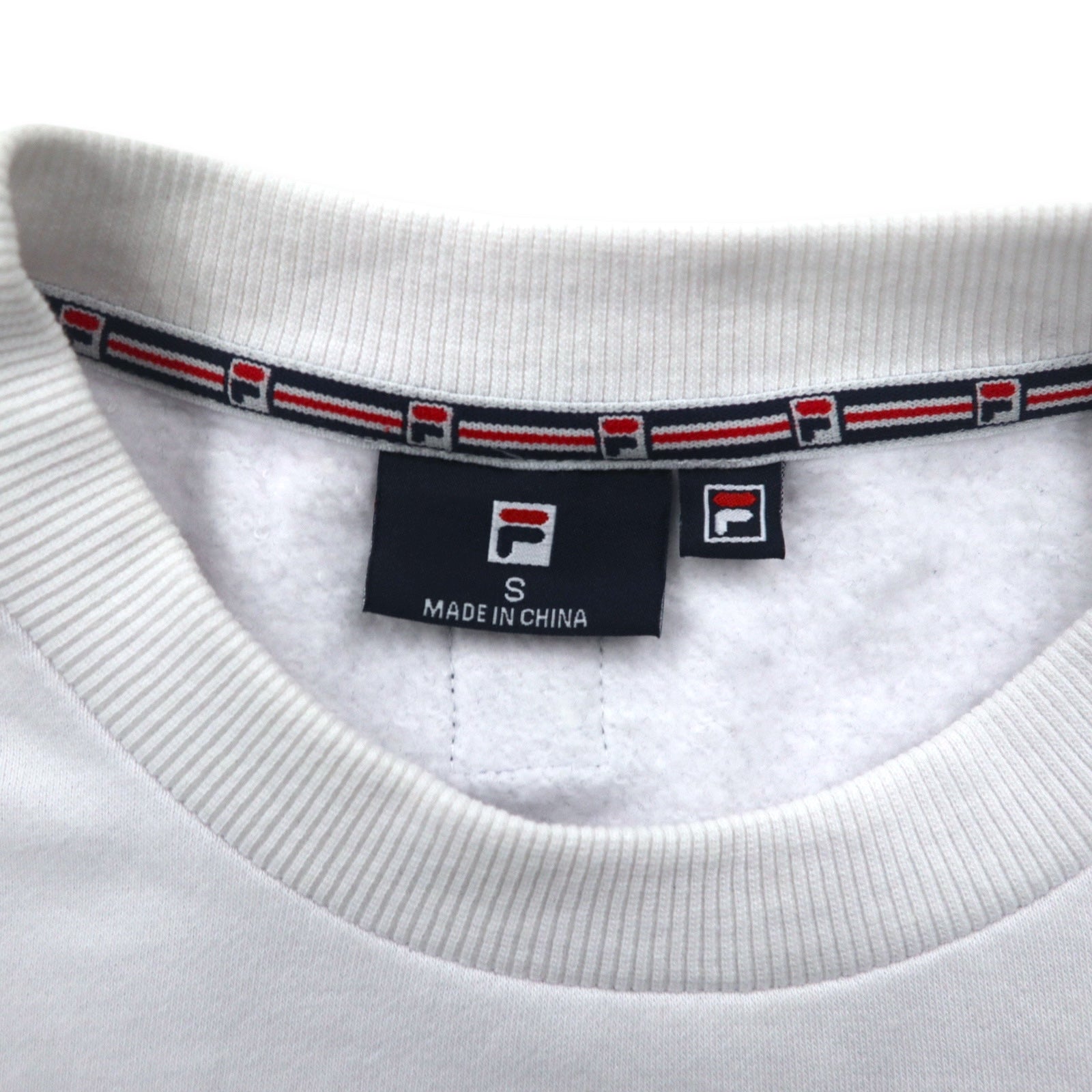 Felpa oversize FILA in cotone felpato, con stampa logo, colore bianco e blu navy, taglia S