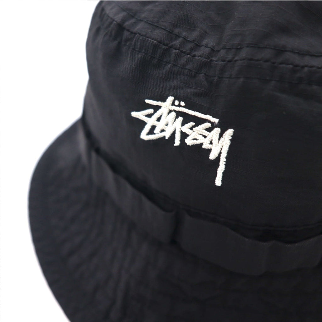 Stussy Ripstop Boonie Hat, cappello alla pescatore S/M nero, nylon, con logo ricamato.