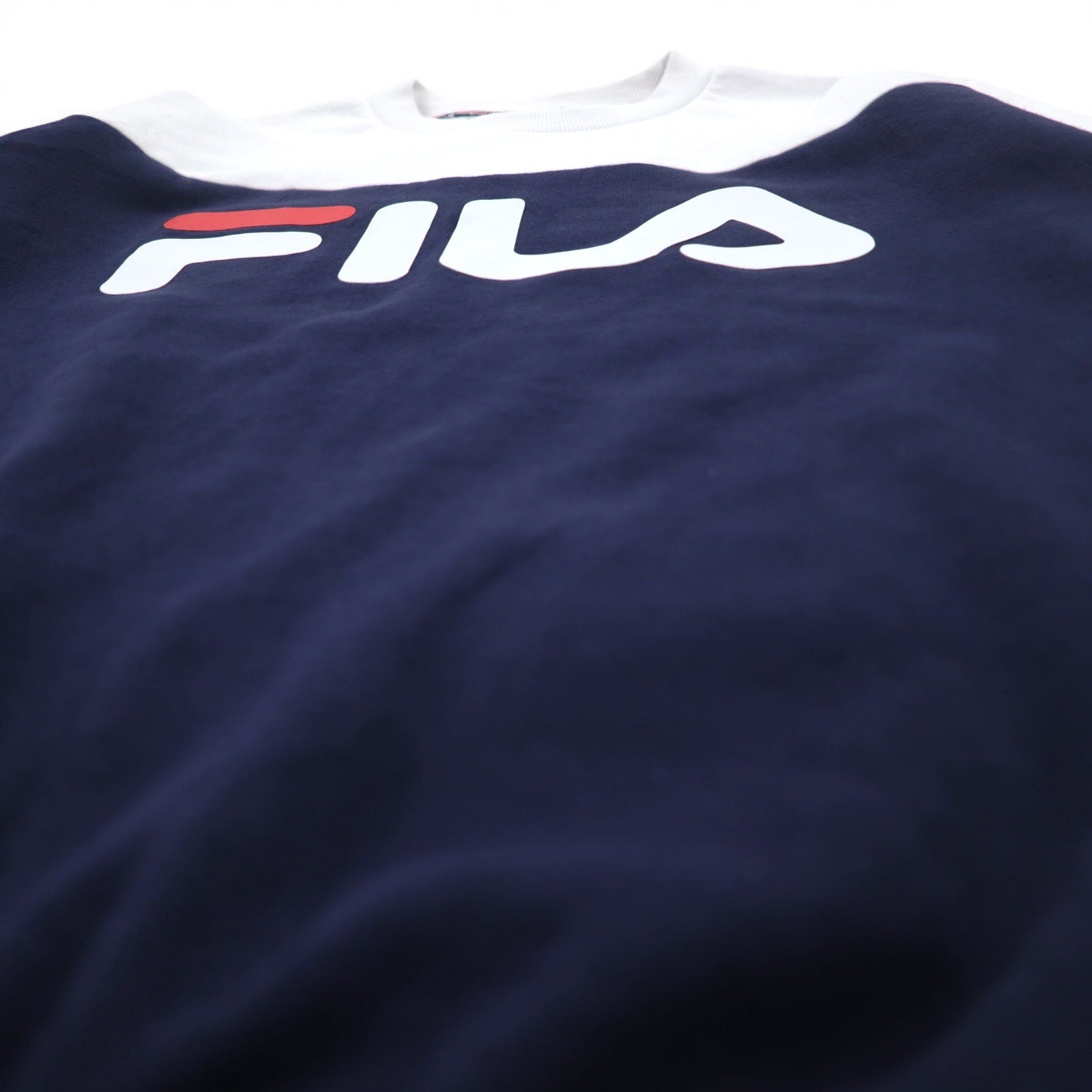 Felpa oversize FILA in cotone felpato, con stampa logo, colore bianco e blu navy, taglia S