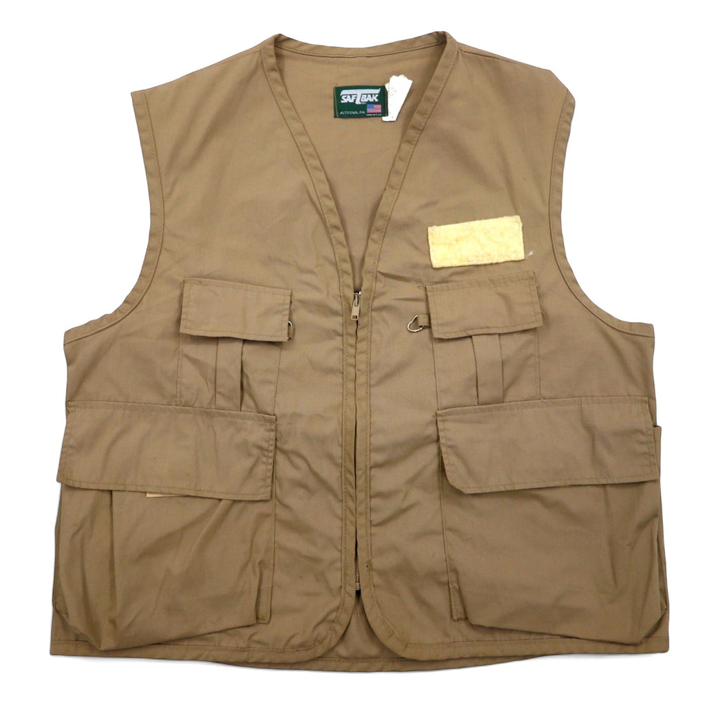 Gilet da pesca/caccia SAFTBAK anni '90, Made in USA, taglia L, beige, cerniera IDEAL