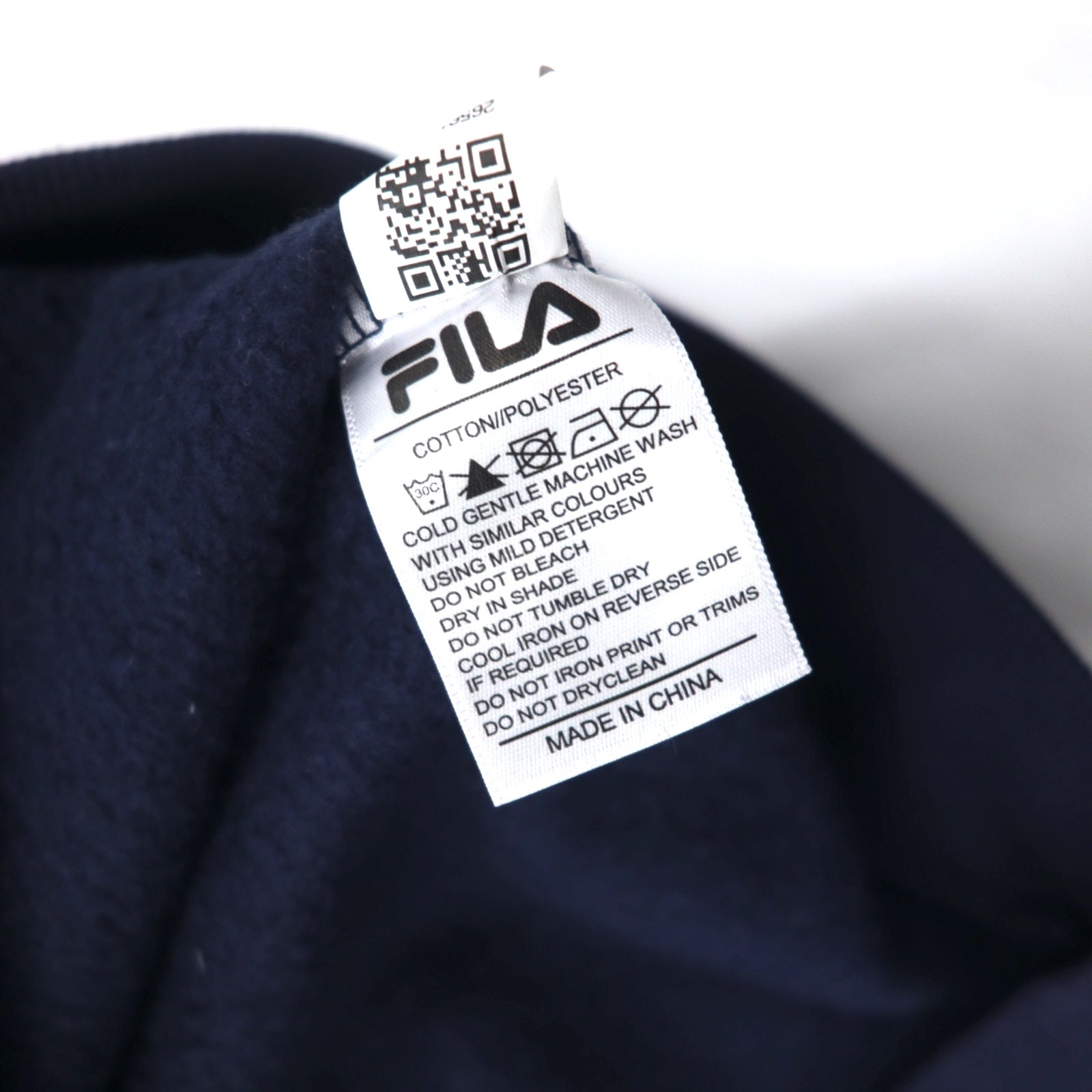 Felpa oversize FILA in cotone felpato, con stampa logo, colore bianco e blu navy, taglia S