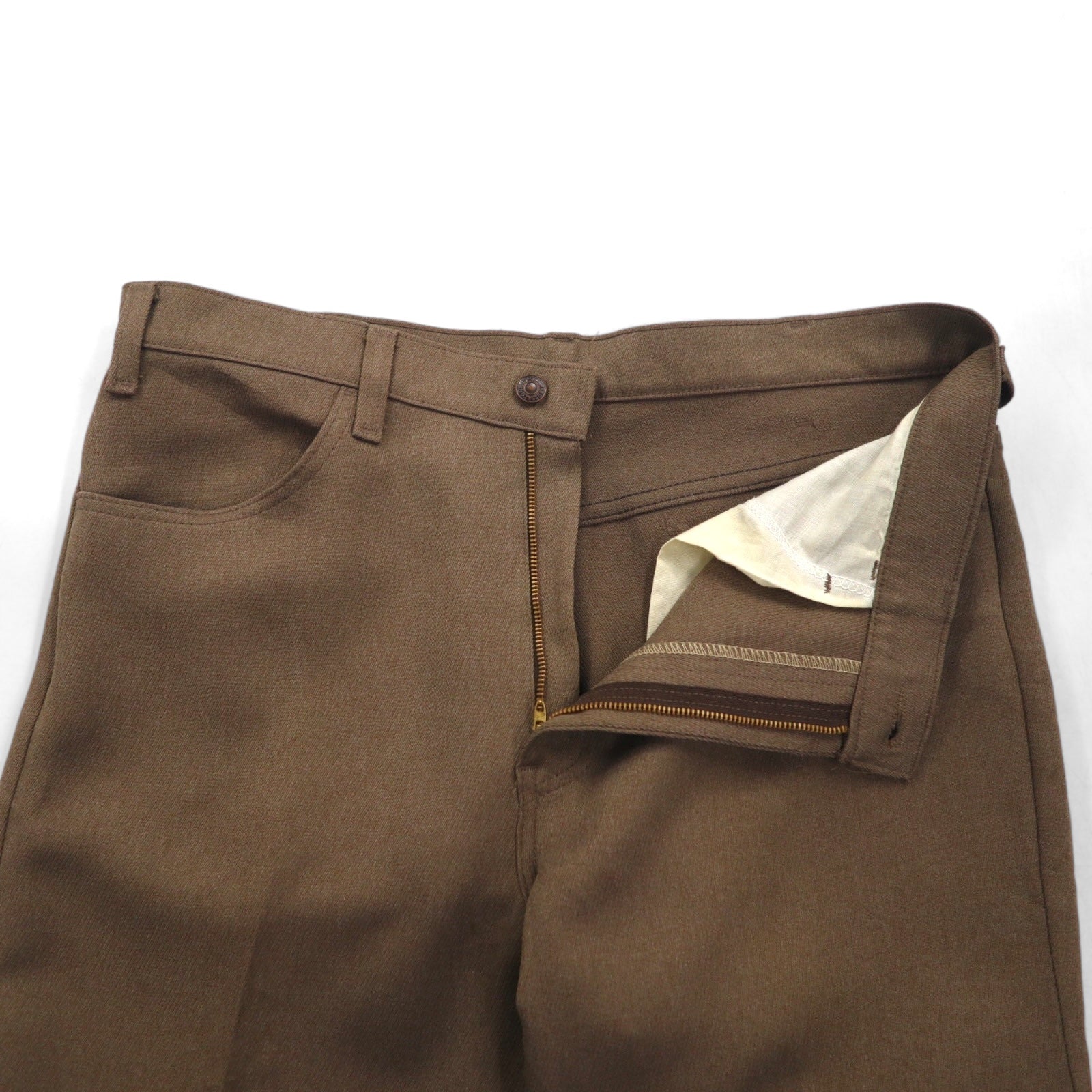 Levi's anni '80 Pantaloni bootcut in poliestere made in USA Marrone L Etichetta nera Cerniera 42TALON 10517 4825