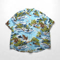 RALPH LAUREN Camicia Aloha abbottonata taglia grande con motivo giapponese 3XL blu in rayon viscosa fantasia all-over