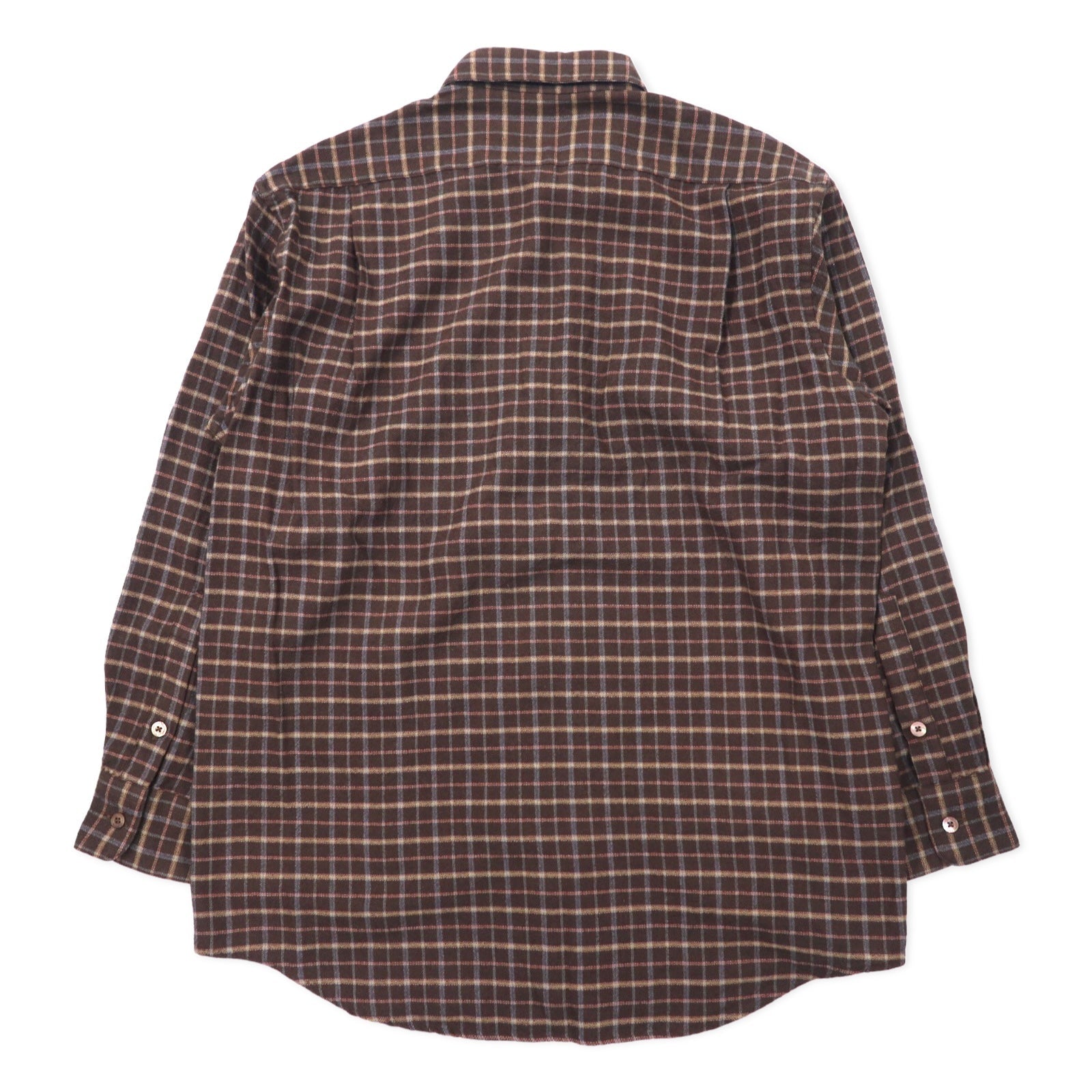 Camicia in flanella vintage Burberry's, taglia LY, motivo a quadri marrone, in lana, con ricamo logo a punto singolo, Made in Japan