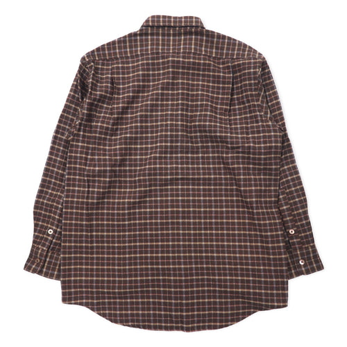 Camicia in flanella vintage Burberry's, taglia LY, motivo a quadri marrone, in lana, con ricamo logo a punto singolo, Made in Japan