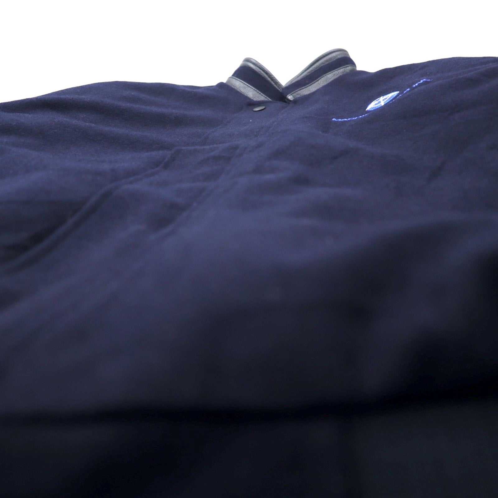 Anni '90 NORTH END Giacca college in pelle sulle maniche, taglia L, blu navy, lana, fodera trapuntata rimovibile, imbottitura EZEM SYSTEM