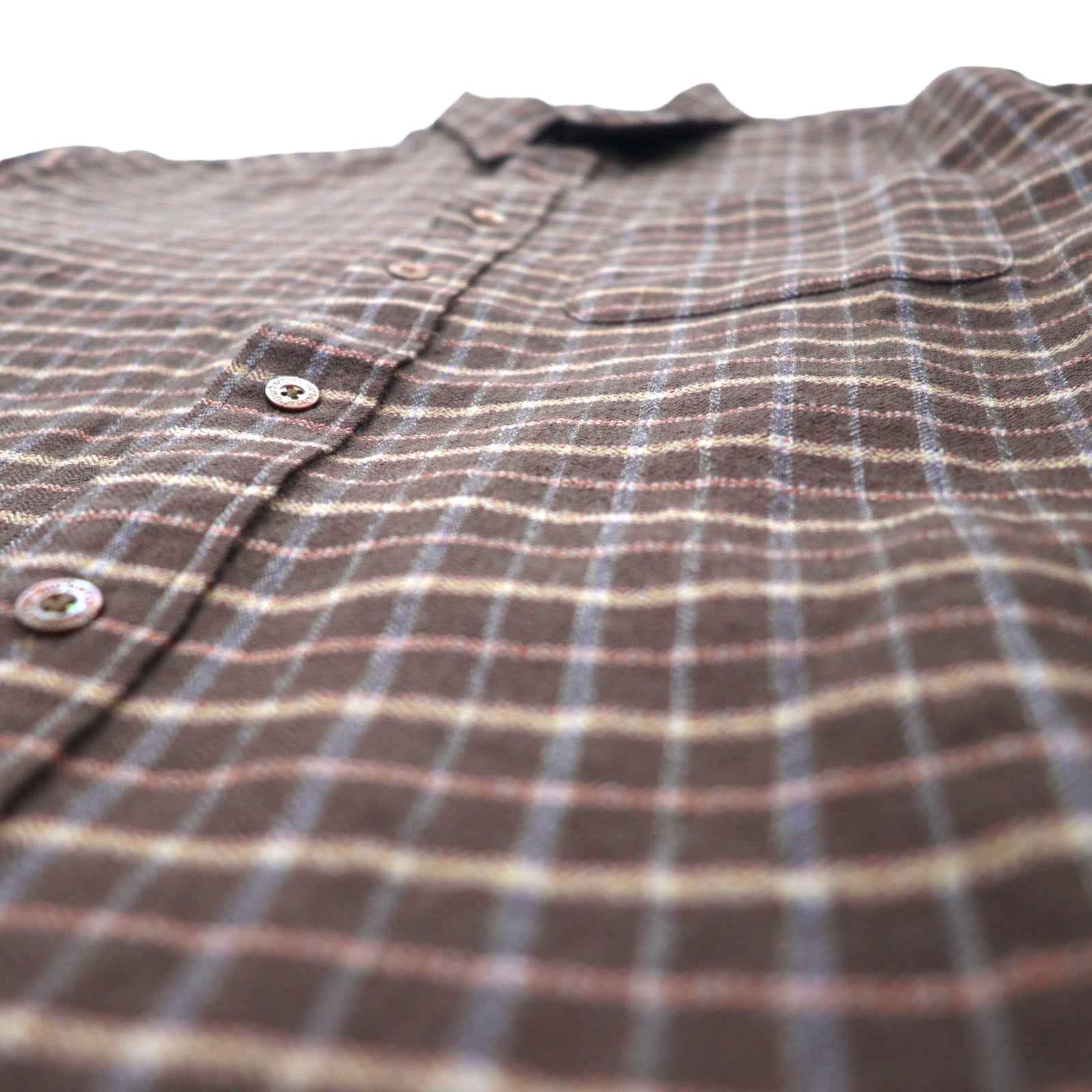Camicia in flanella vintage Burberry's, taglia LY, motivo a quadri marrone, in lana, con ricamo logo a punto singolo, Made in Japan
