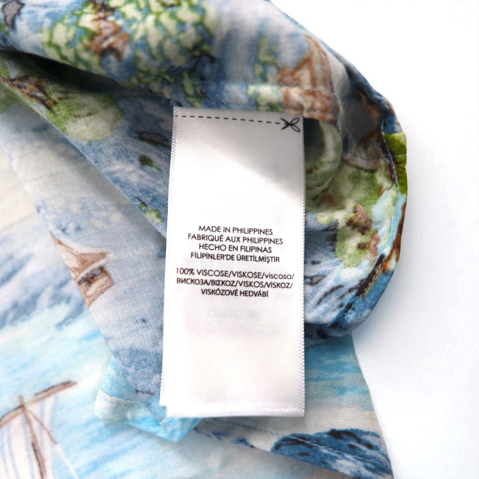 RALPH LAUREN Camicia Aloha abbottonata taglia grande con motivo giapponese 3XL blu in rayon viscosa fantasia all-over