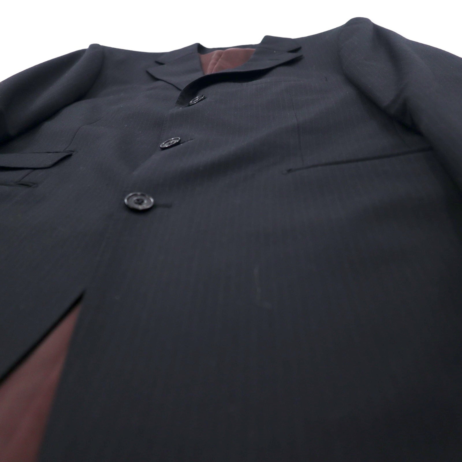 BURBERRY BLACK LABEL completo 3 pezzi 42R nero a righe lana SUPER 100's, made in Japan