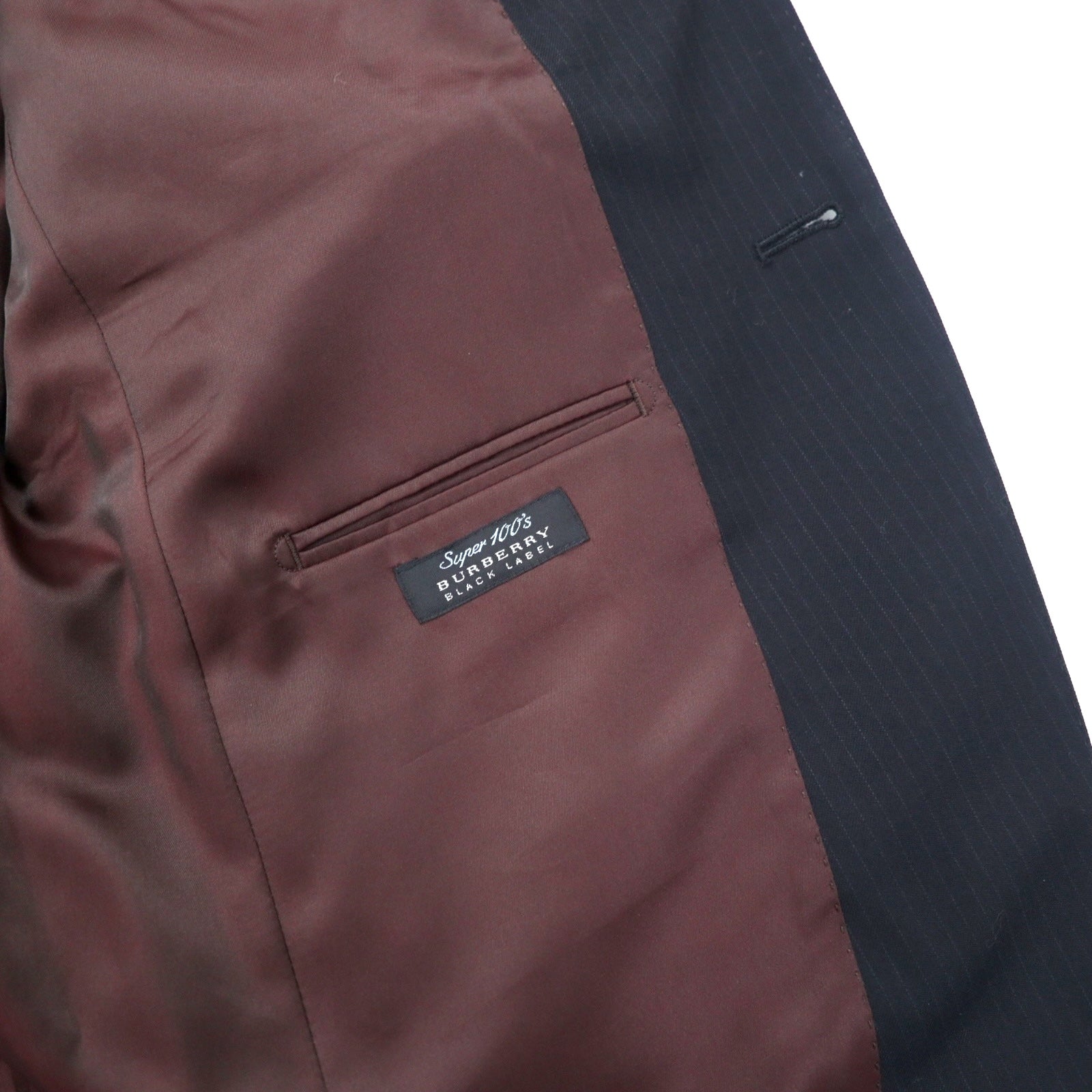 BURBERRY BLACK LABEL completo 3 pezzi 42R nero a righe lana SUPER 100's, made in Japan