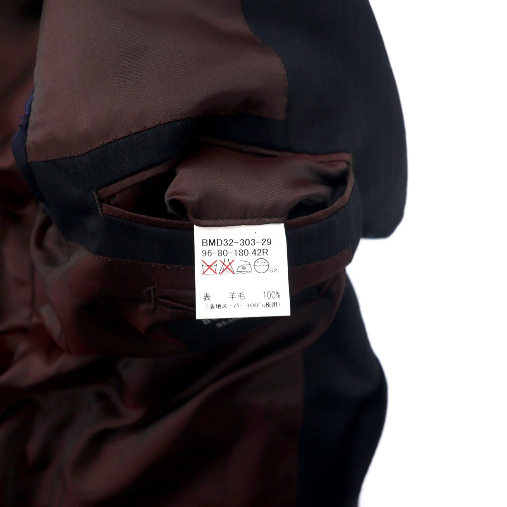 BURBERRY BLACK LABEL completo 3 pezzi 42R nero a righe lana SUPER 100's, made in Japan