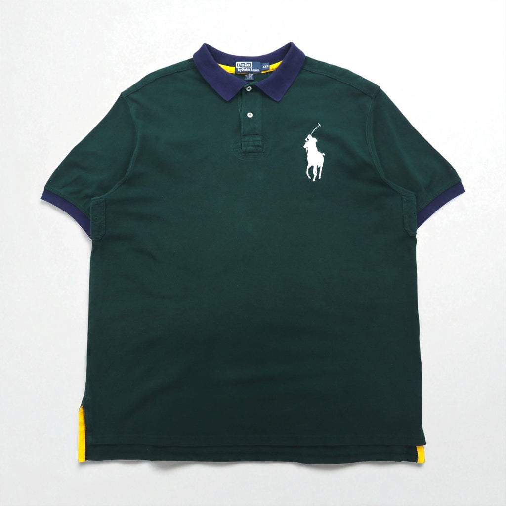 Polo Ralph Lauren Anni '90 Big Pony Ricamato Polo 2XL Verde Cotone Piquet