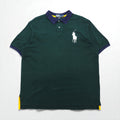 Polo Ralph Lauren Anni '90 Big Pony Ricamato Polo 2XL Verde Cotone Piquet