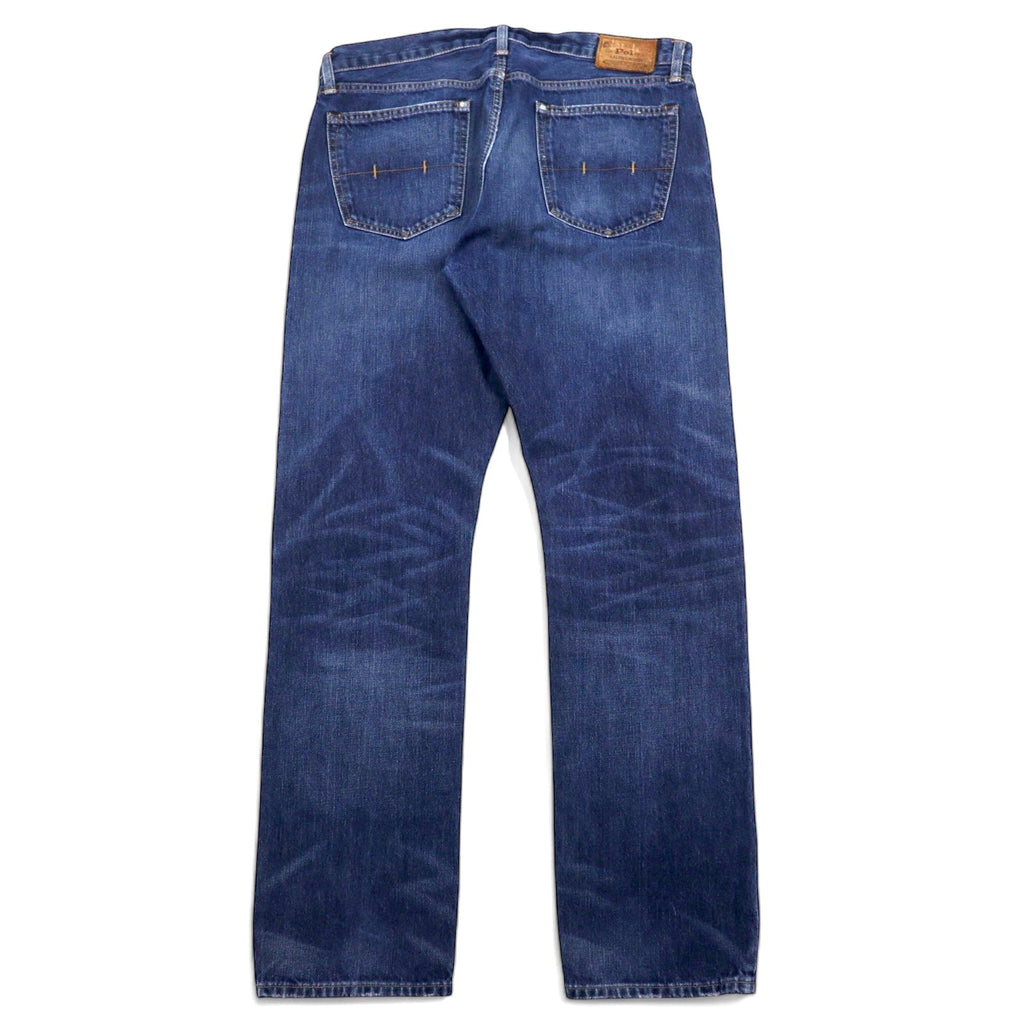 POLO RALPH LAUREN jeans, size 34, blue, cotton, leather patch, zip fly, RL logo embroidery, made in Mexico