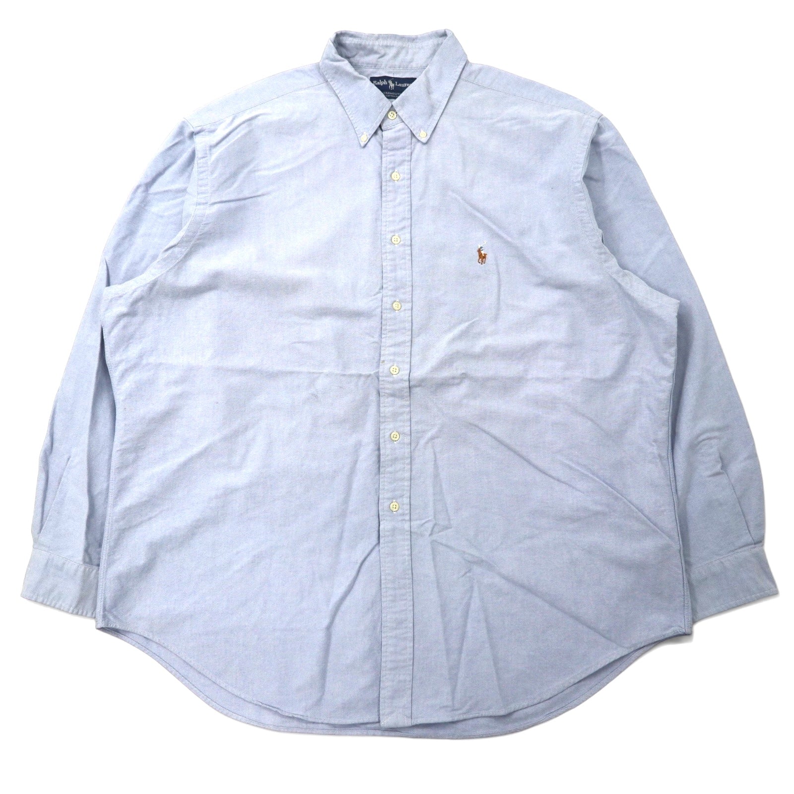 Ralph Lauren anni '90 camicia Oxford button-down 18-36 blu cotone ricamo piccolo cavallo YARMOUTH