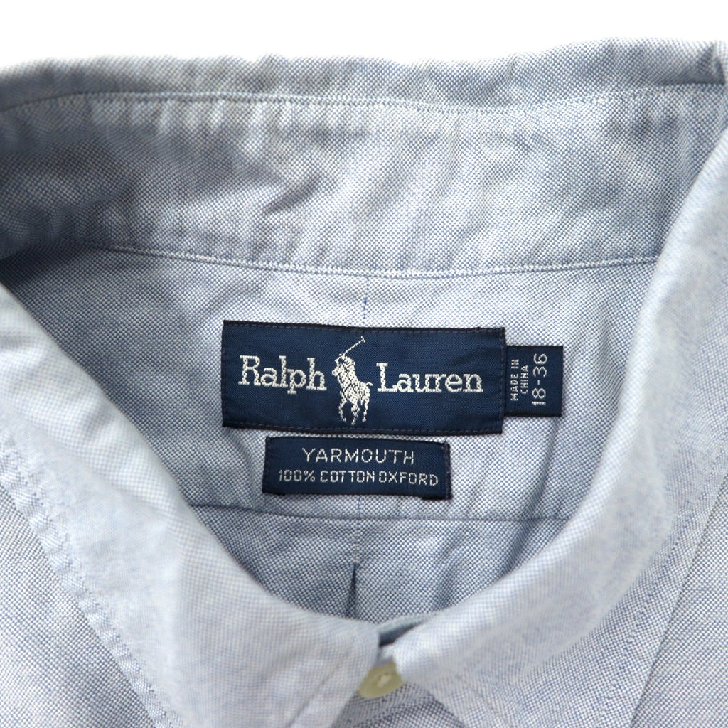 Ralph Lauren anni '90 camicia Oxford button-down 18-36 blu cotone ricamo piccolo cavallo YARMOUTH