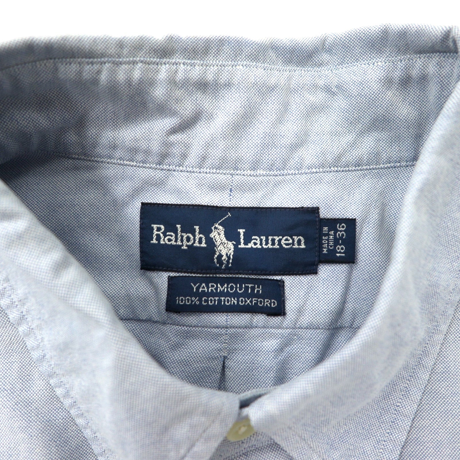 Ralph Lauren anni '90 camicia Oxford button-down 18-36 blu cotone ricamo piccolo cavallo YARMOUTH
