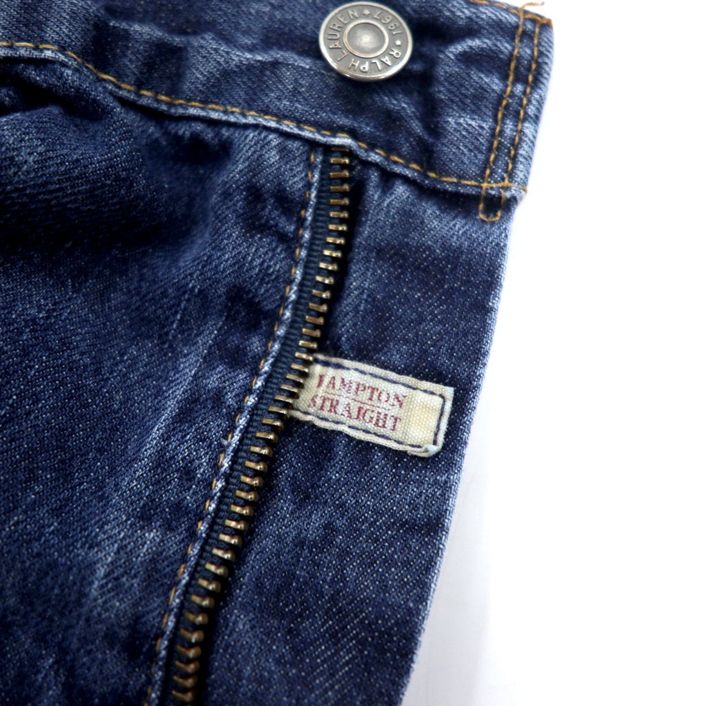 POLO RALPH LAUREN jeans, size 34, blue, cotton, leather patch, zip fly, RL logo embroidery, made in Mexico
