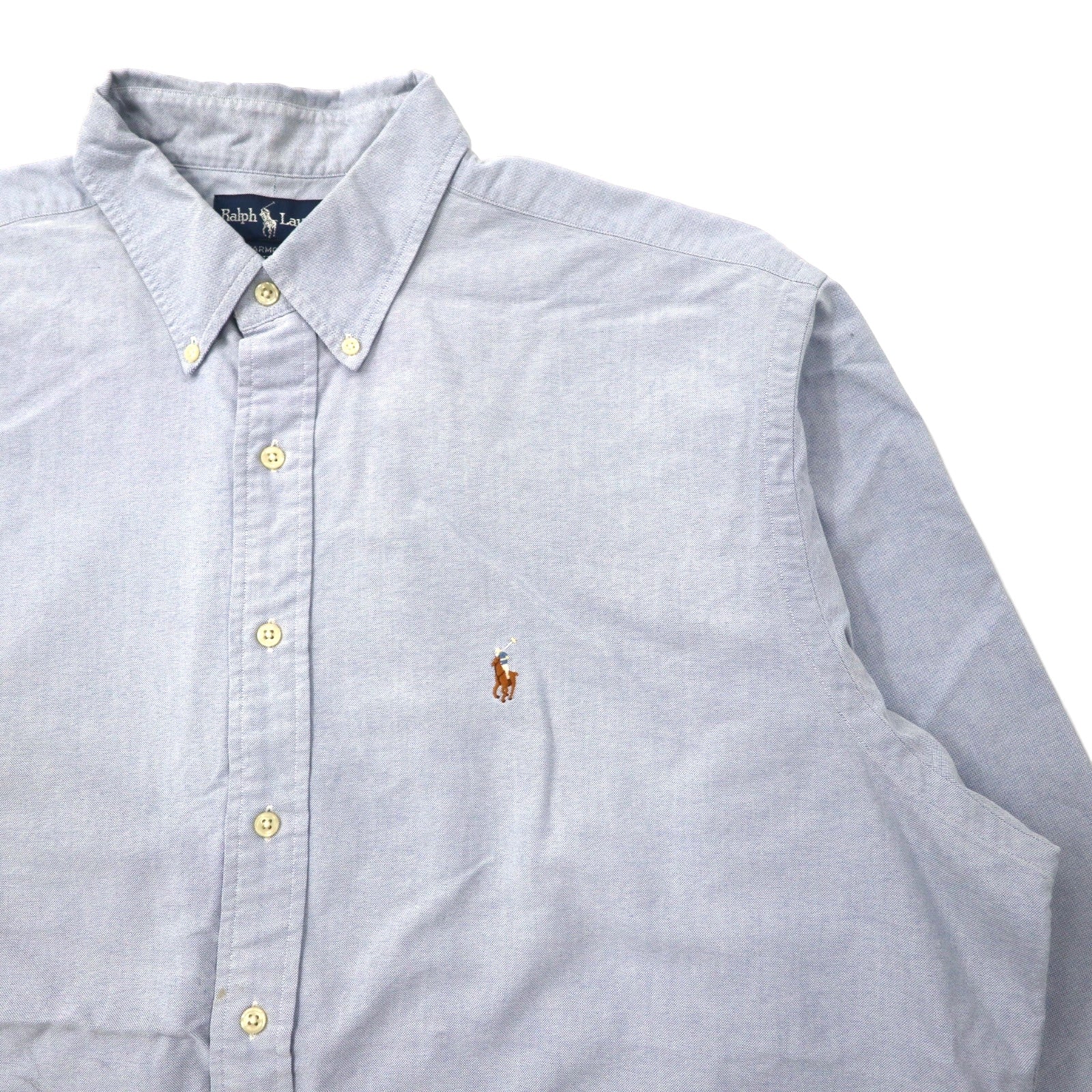 Ralph Lauren anni '90 camicia Oxford button-down 18-36 blu cotone ricamo piccolo cavallo YARMOUTH