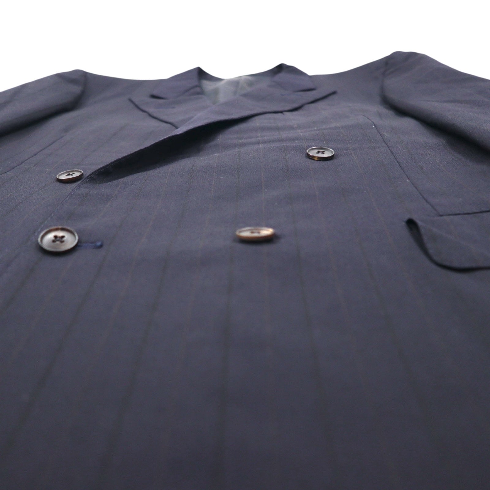 BURBERRY 90年代 PRESTIGE COLLECTION 日本製 ピークドラペル ダブル セットアップ スーツ M ネイビー ウール