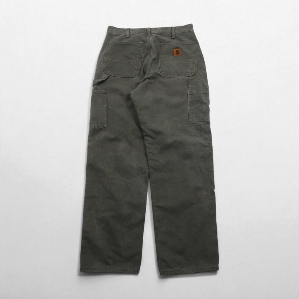 Carhartt Pantaloni da Lavoro Utility Loose Fit in Tela Lavata, Taglia M, Colore Cachi, Modello B111, Pantaloni da Pittore, Made in Mexico